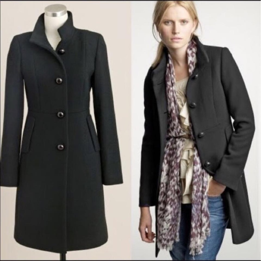 J Crew Carlin Wool Coat in Black Size 0